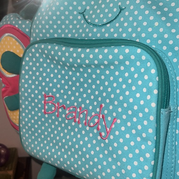 Little Critters Backpack PERSONALIZED Embroidered “BRANDY” Blue Butterfly - Picture 2 of 9
